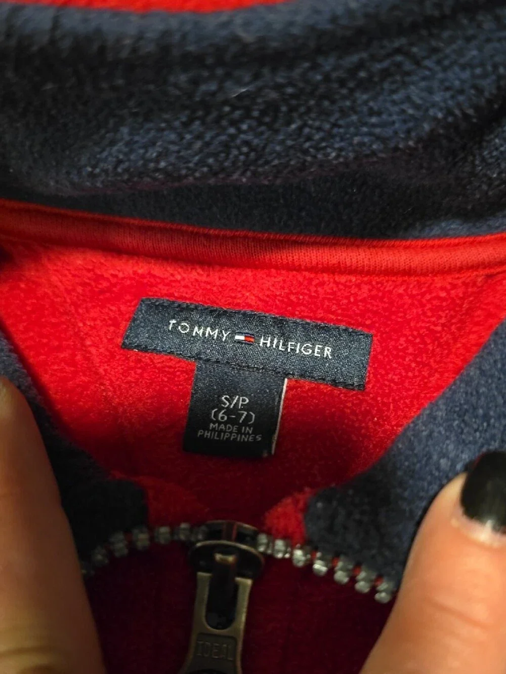 Tommy Hilfiger Navy and Red Fleece Zip Jacket